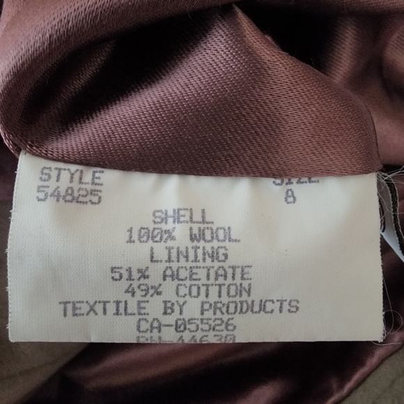 Vintage Albert Nipon Tan 100% Pure Virgin Wool Coat Women's 8 Collared Embroider - Picture 13 of 13